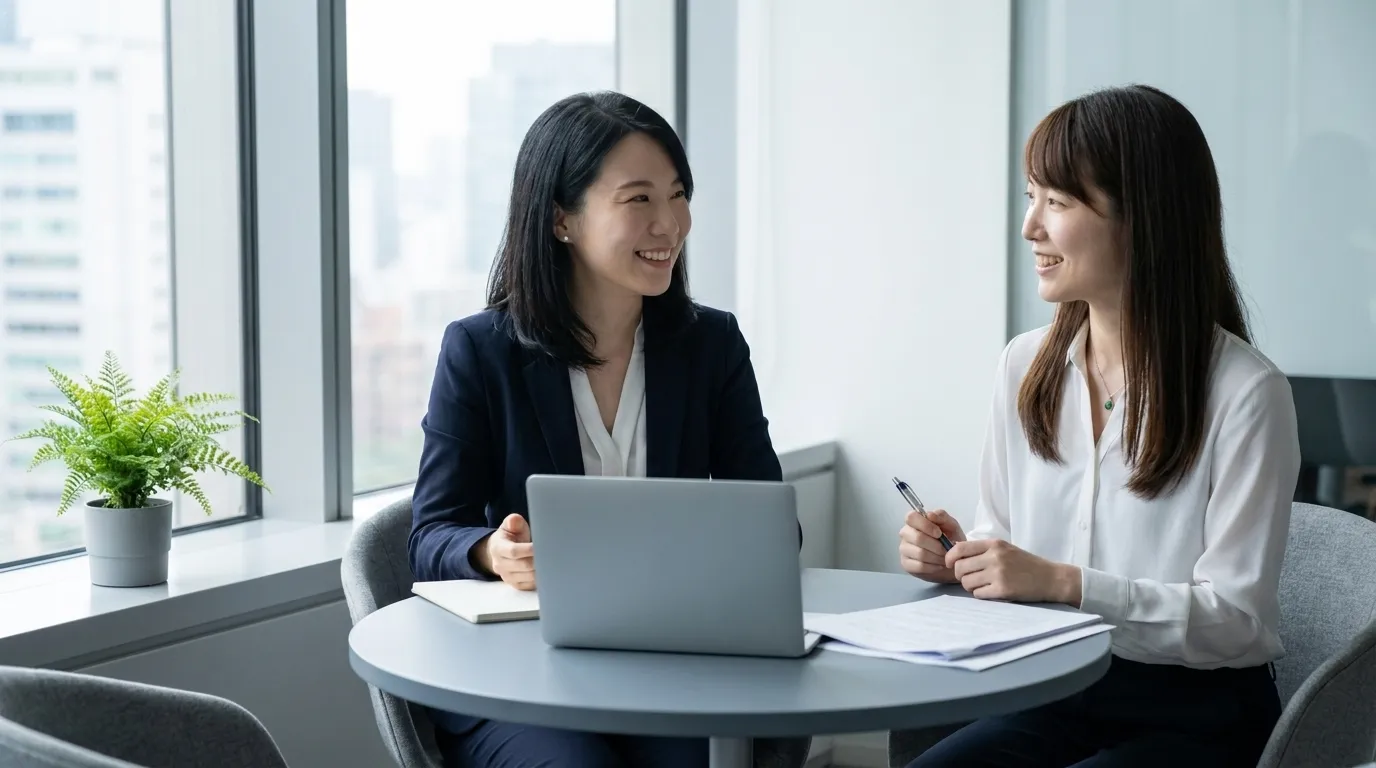 An agency PR lead at a bright desk comparing two vendor proposals side by side on a laptop