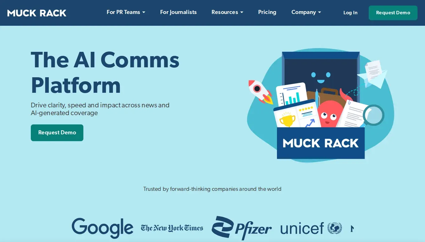 Screenshot of the Muck Rack homepage