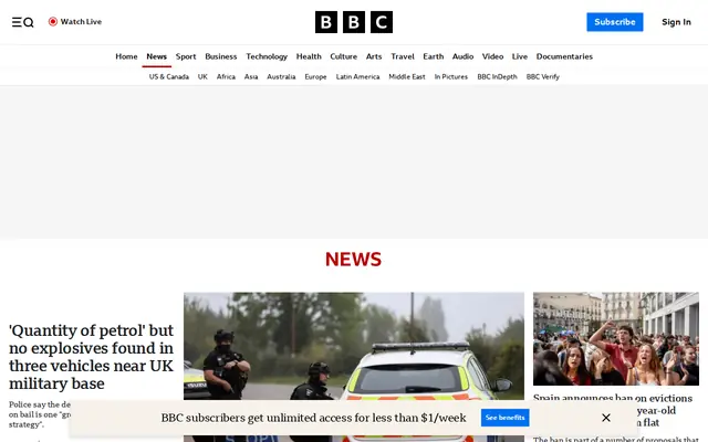 BBC homepage