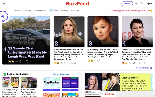 BuzzFeed homepage