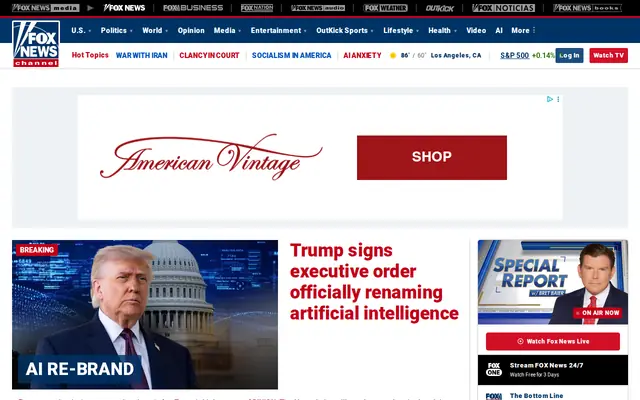 Fox News homepage