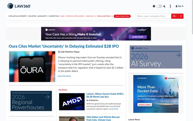Law360 homepage