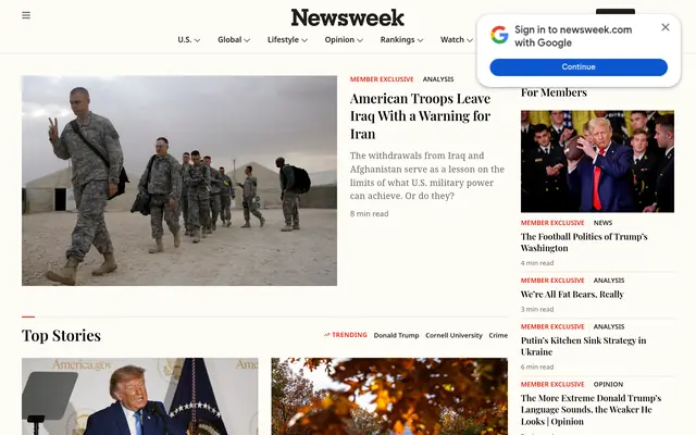 Newsweek homepage
