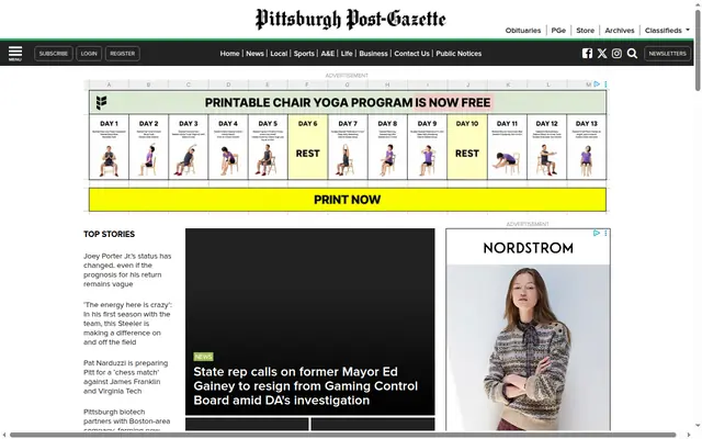 Pittsburgh Post-Gazette homepage