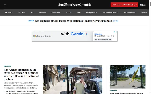 San Francisco Chronicle homepage