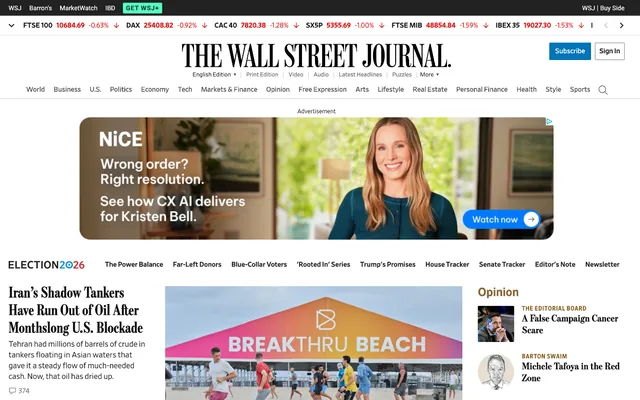The Wall Street Journal homepage